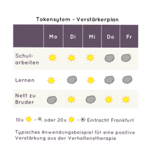 Verhaltenstherapeutischer Verstärkerplan für positive Verstärkung 