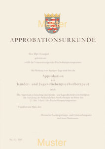 Muster Approbationsurkunde Psychotherapeut Frankfurt Hessen